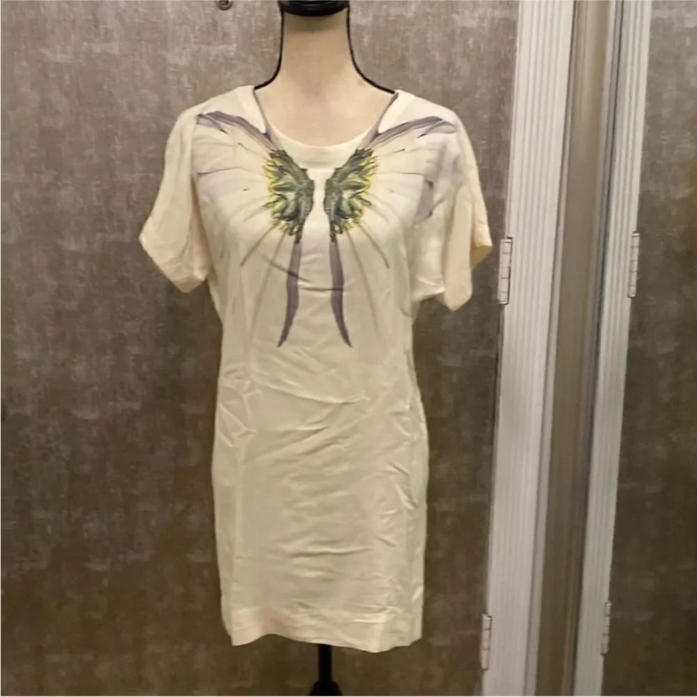 Tibi 100% silk Cream Dress with Wing Design, XS